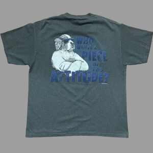 Big Dogs Vintage Y2K 2005 Attitude Dark Grey Cotton T-Shirt Men's Size Large